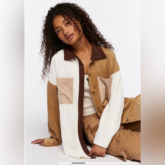 Colorblock Corduroy Shacket - Picture 5 of 7